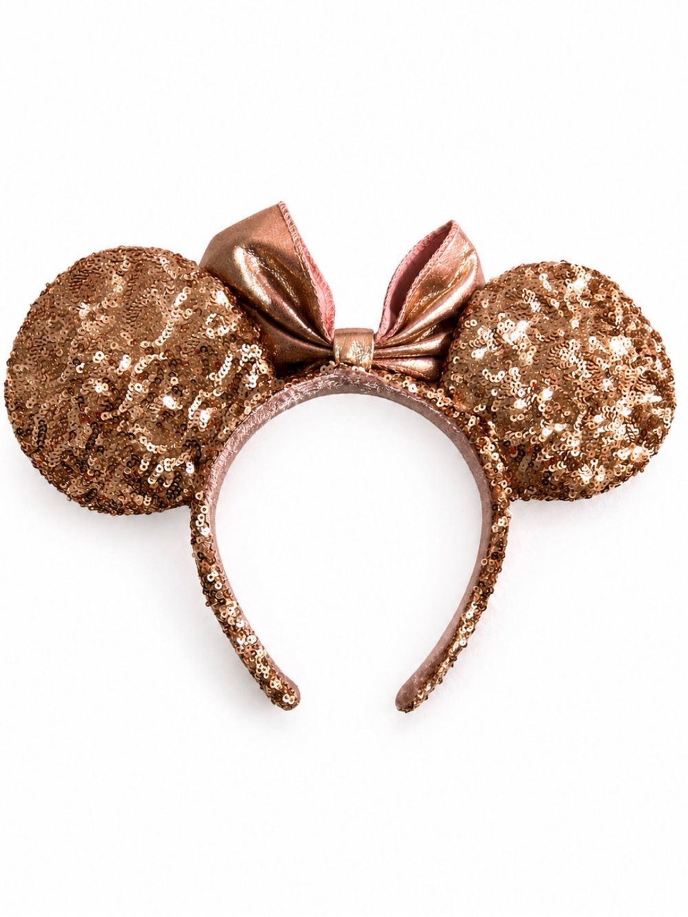 Disney Rose Gold Sequin Ears and bow  Headband. Worn once.